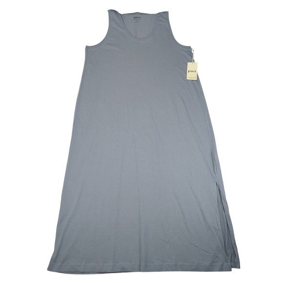 Pact Womens Smoke Softspun Tank Midi Dress XL Organic Cotton Side Slit New - Picture 1 of 10